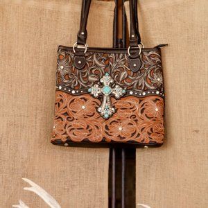 Leather purse with cross